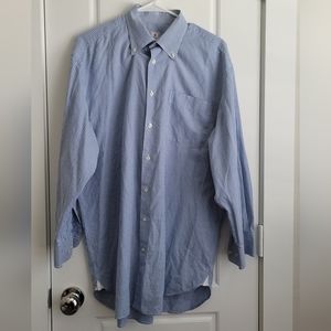 Peter Millar Mens Gingham Shirt Large Long Sleeve Button Blue White Check Cotton